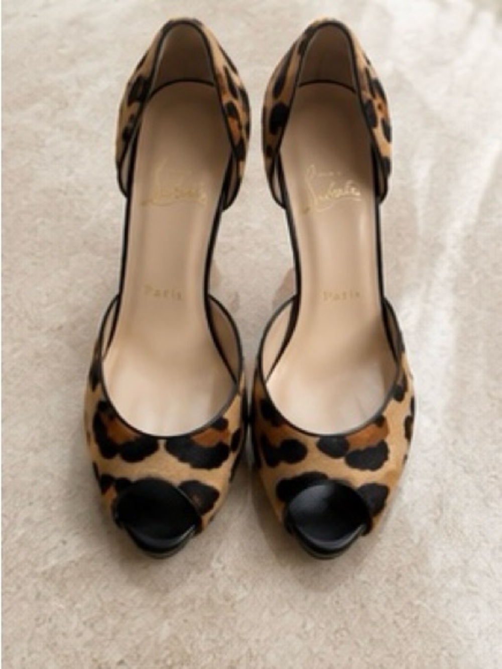 Authentic Christian Louboutin Maryl Leopard Calf Hair 120 d'Orsay Platform Pumps - Picture 4 of 10